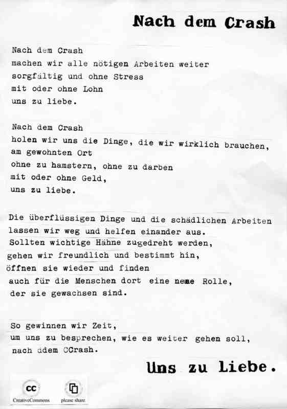 Nach dem Crash (eine Art Gedicht)